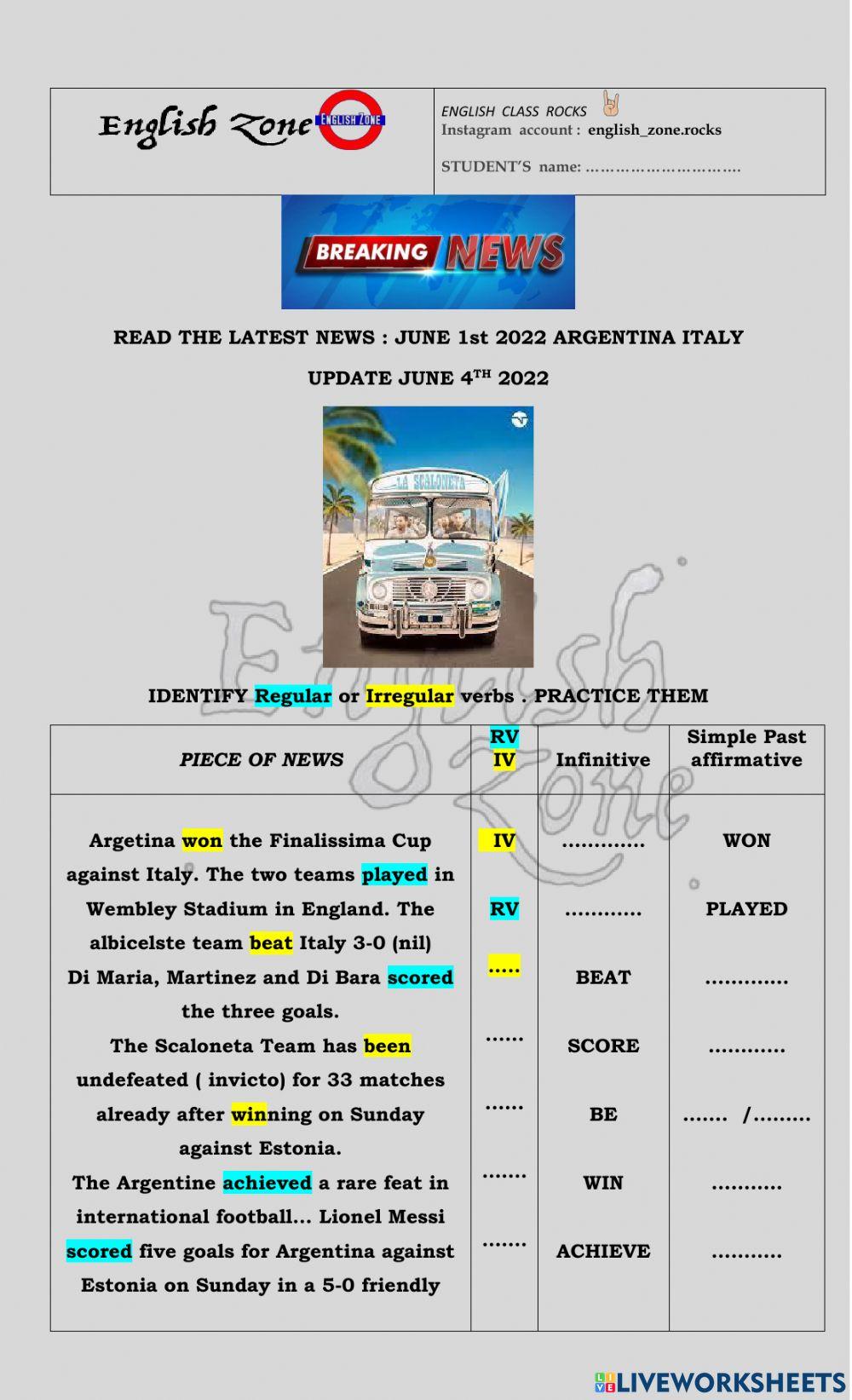 Breaking News Argentina wins Finalissima