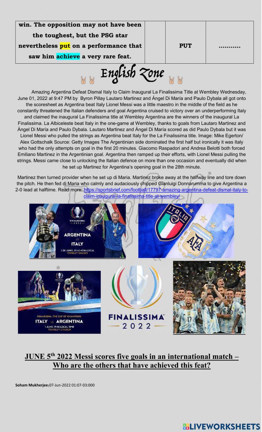 Breaking News Argentina wins Finalissima