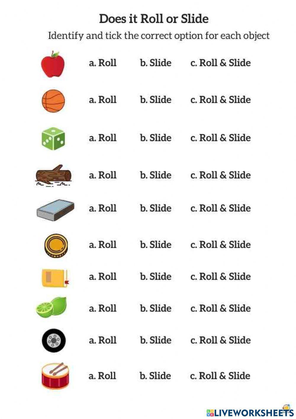 3D Shapes - Roll or Slide