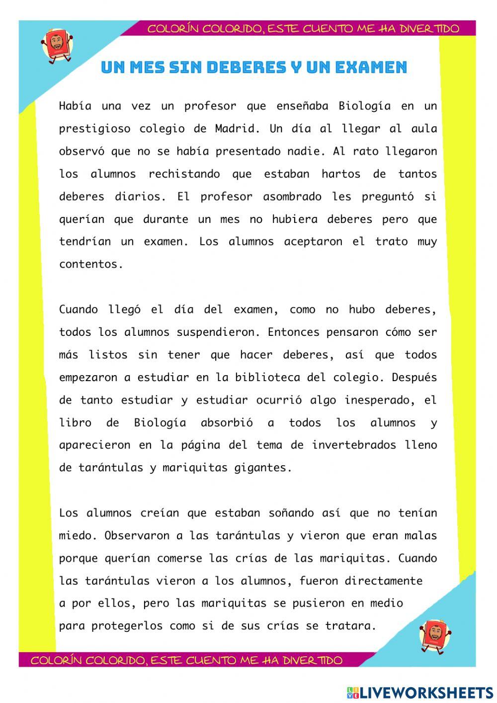 Un mes sin deberes y un examen