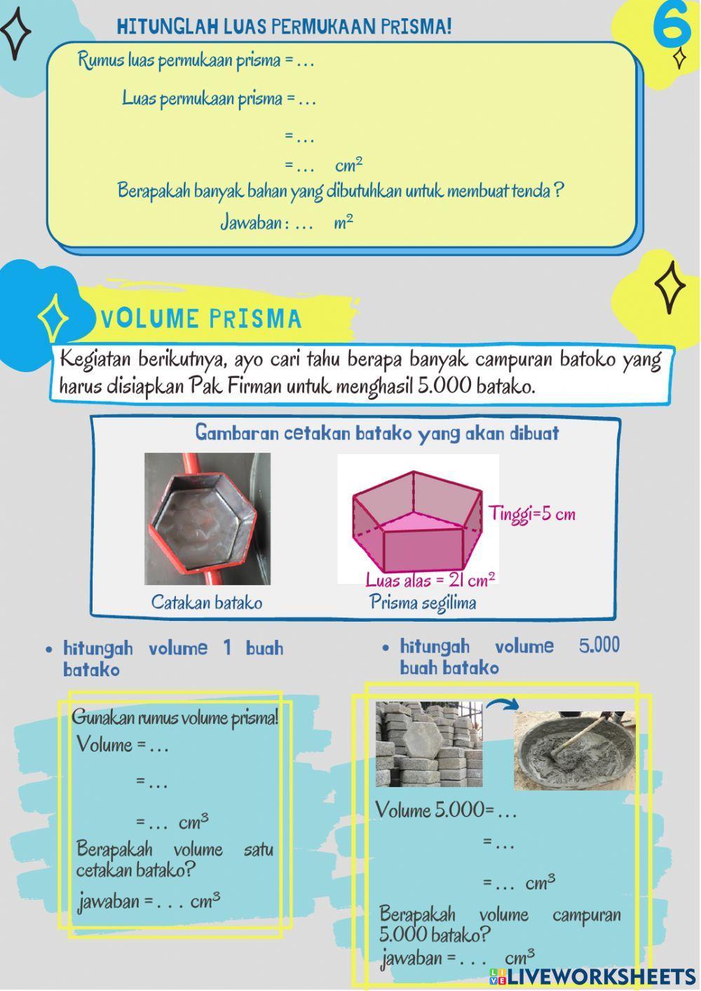 Bismillah luas permukaan dan volume prisma