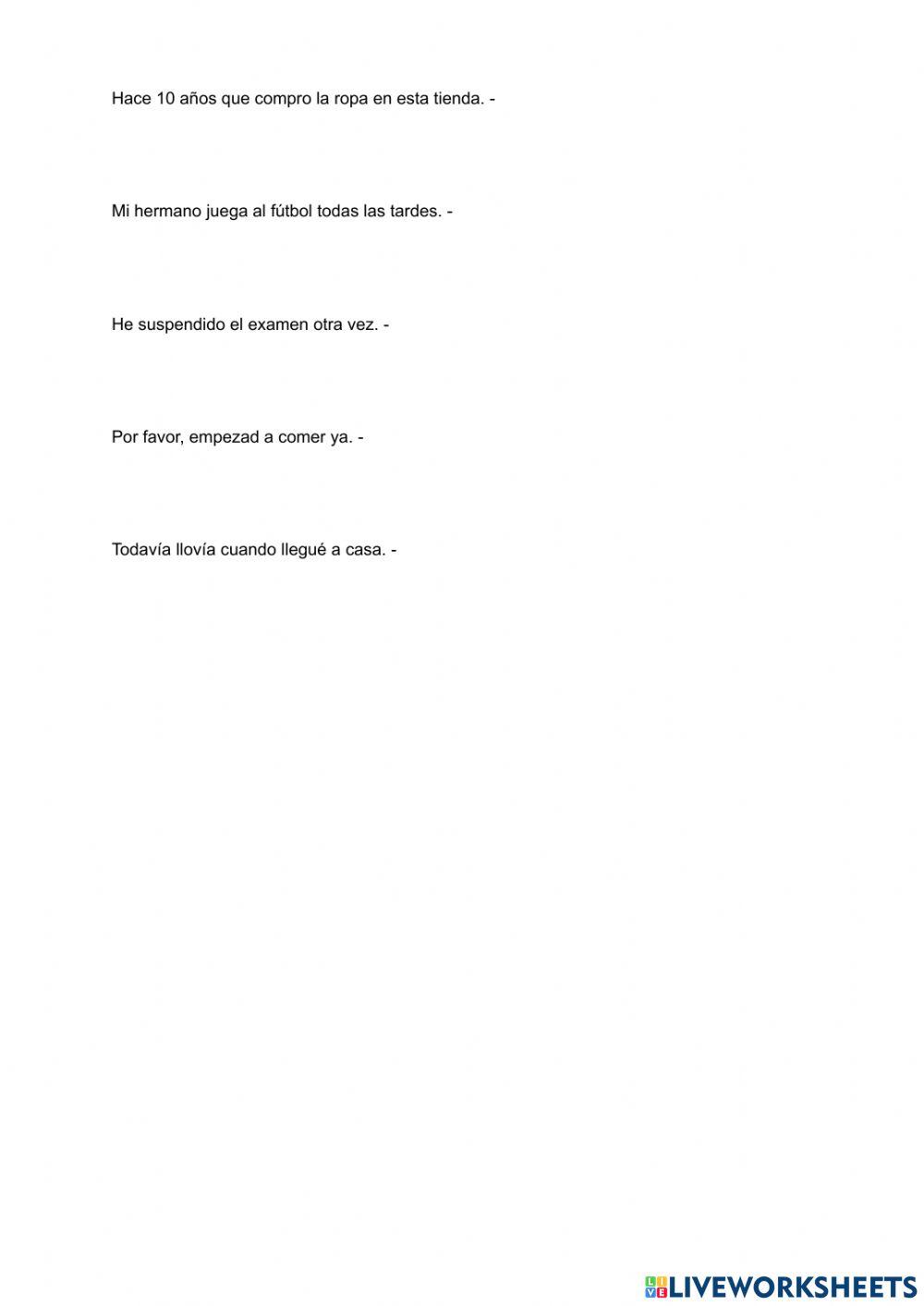 Verbos con infinitivo y gerundio