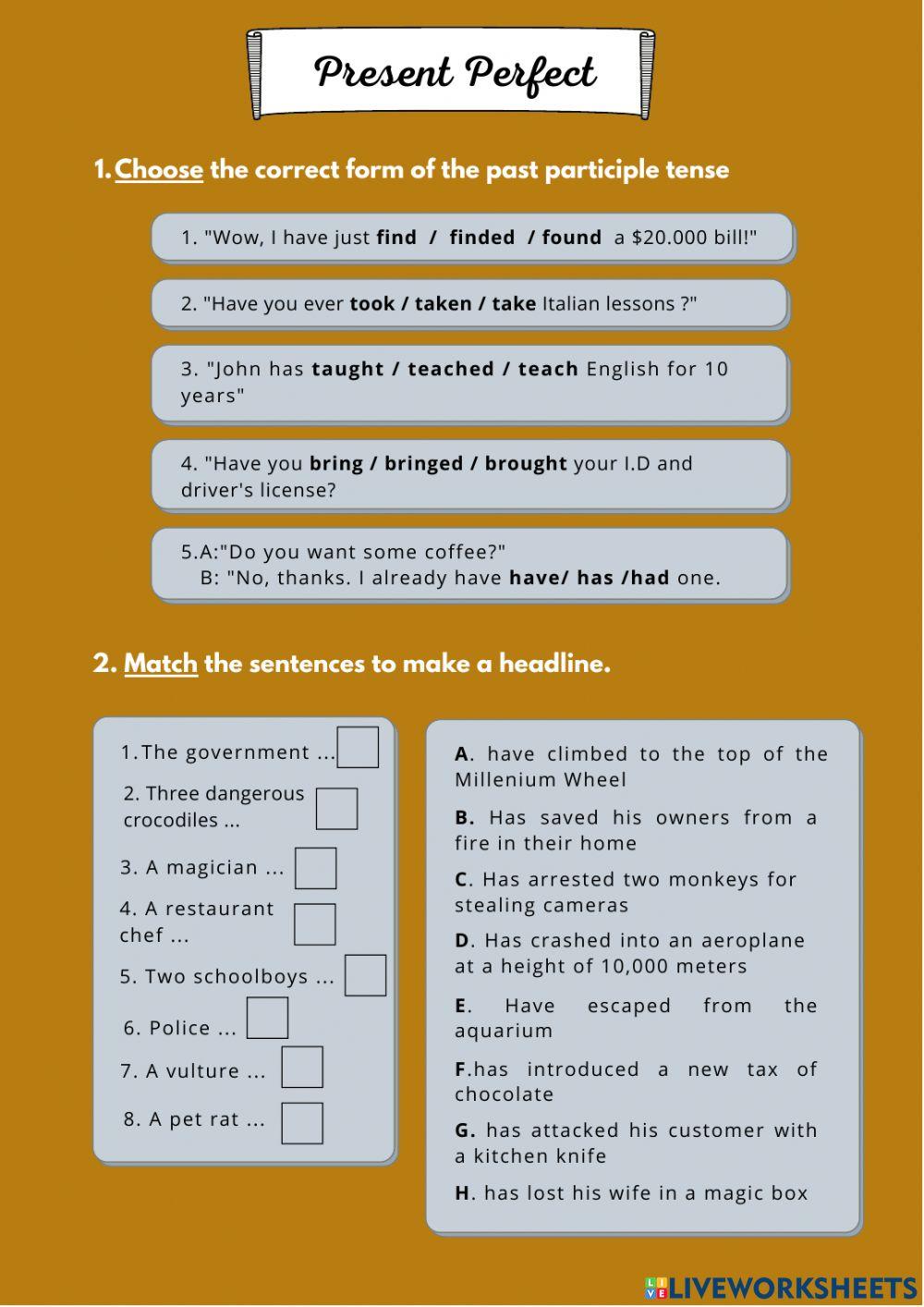 Present Perfect - News headlines