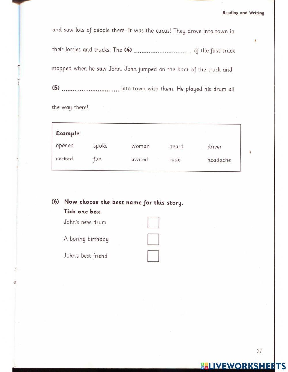 Flyers - Test 2 - Book 1 - Reading & Writing