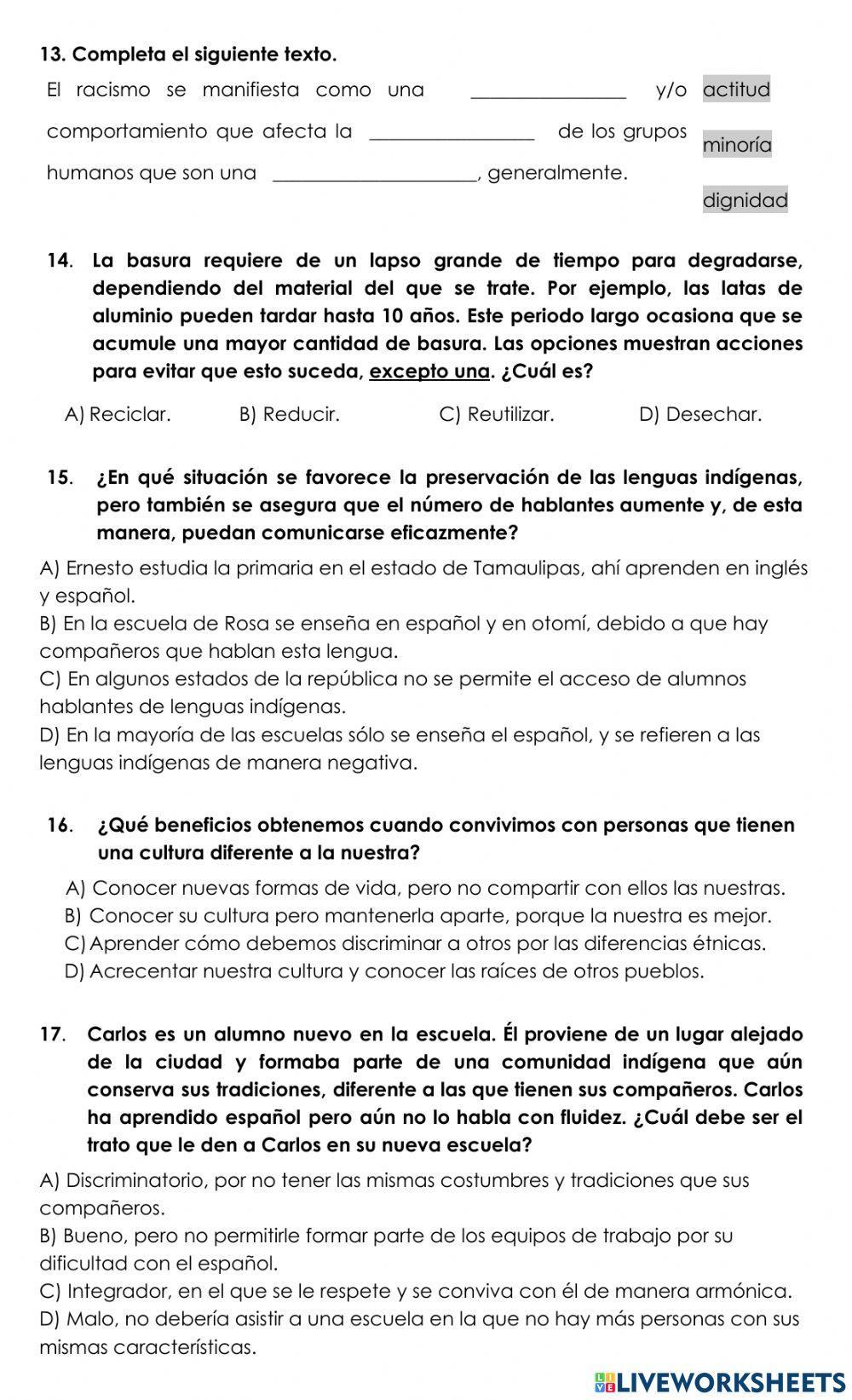 Repaso examen Formación Cívica y É. junio