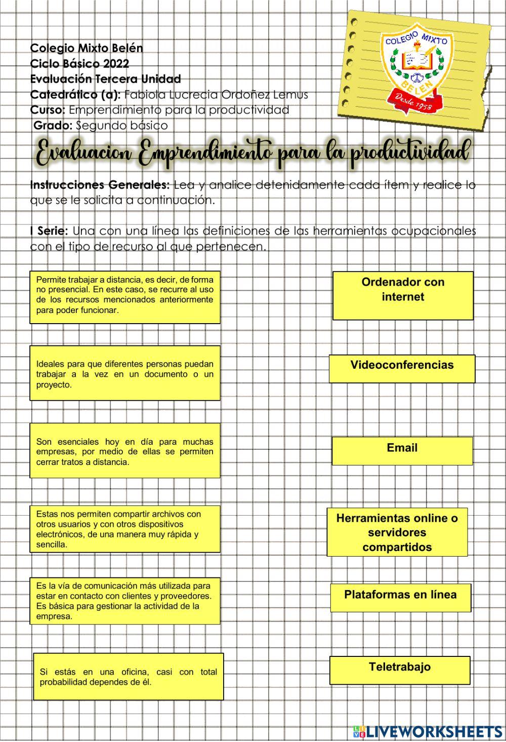 Emprendimiento Evaluación- Segundo