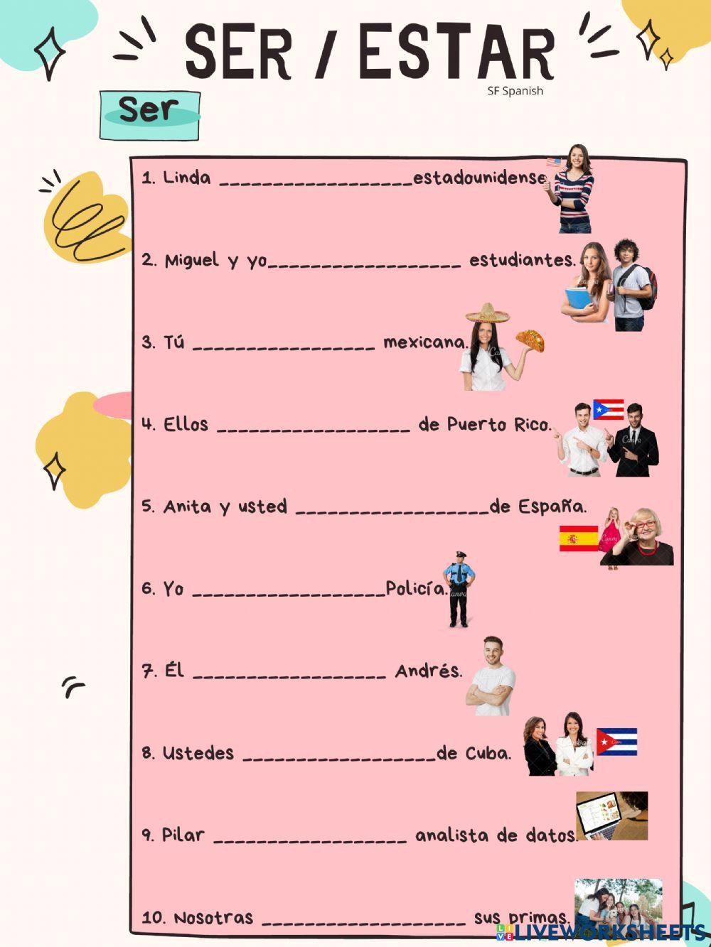 Ser o Estar Free Interactive Worksheets 2065566