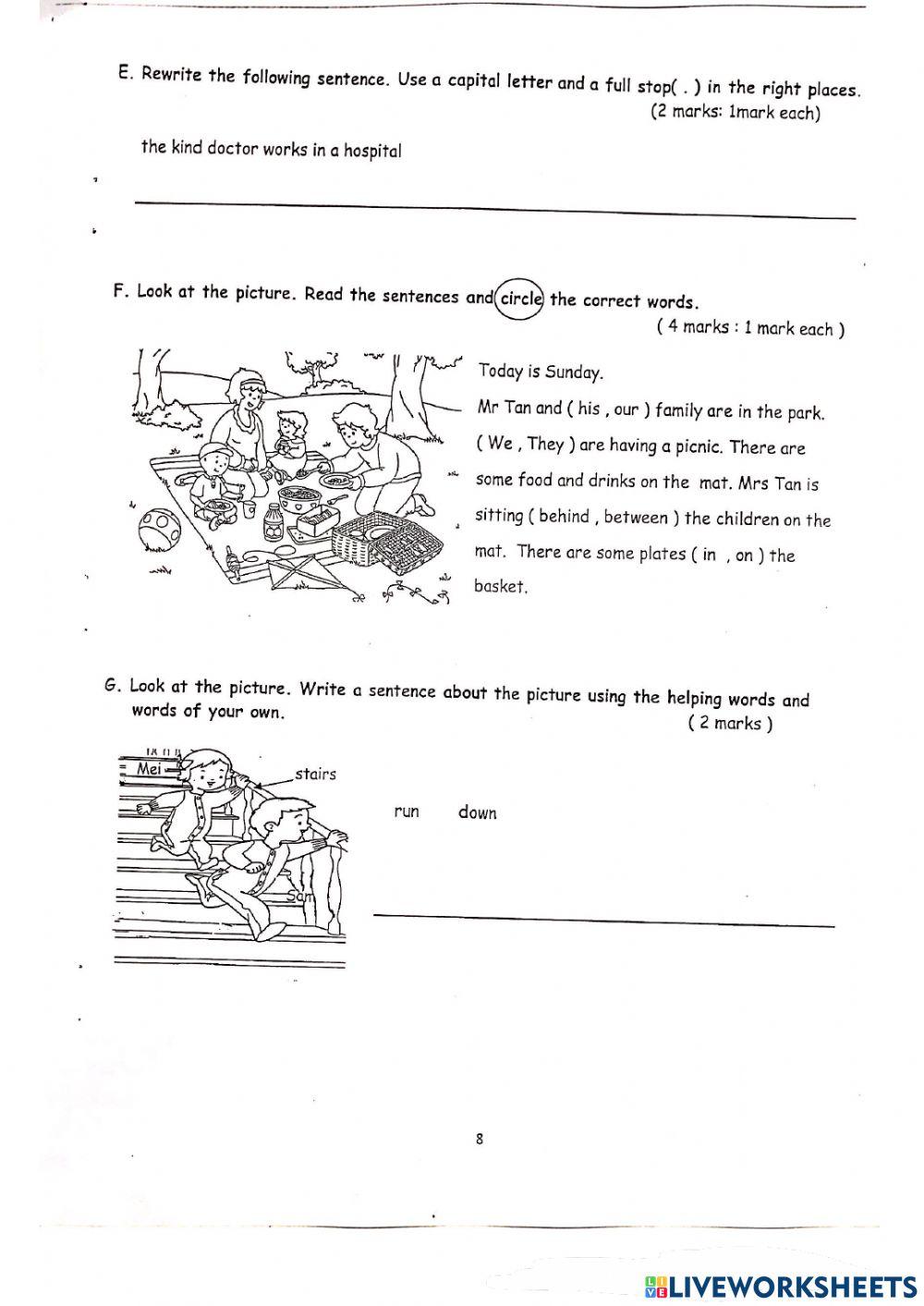 Grade 1 - Test 2 (Second Semester 2022)