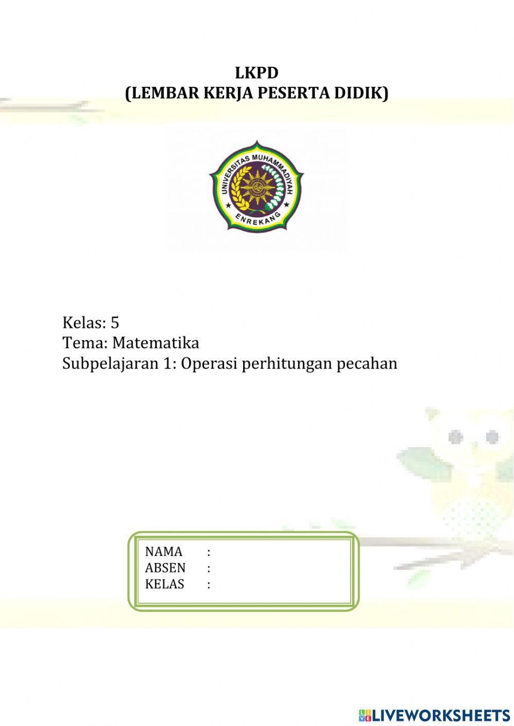 LKPD Subpelajaran 1 Kelas 5