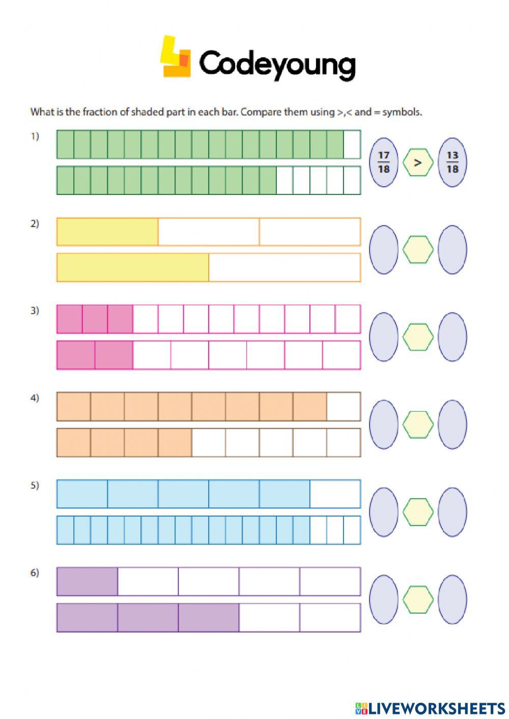 Comparison of Fractions Concept HW