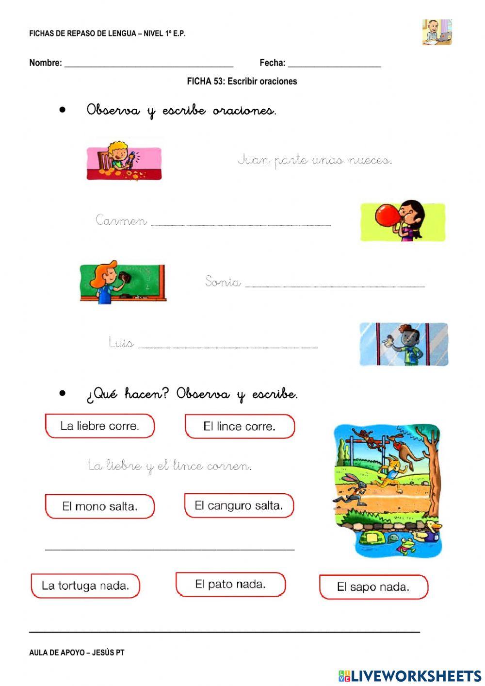 Ficha Lengua 53-1EP-Escribir oraciones