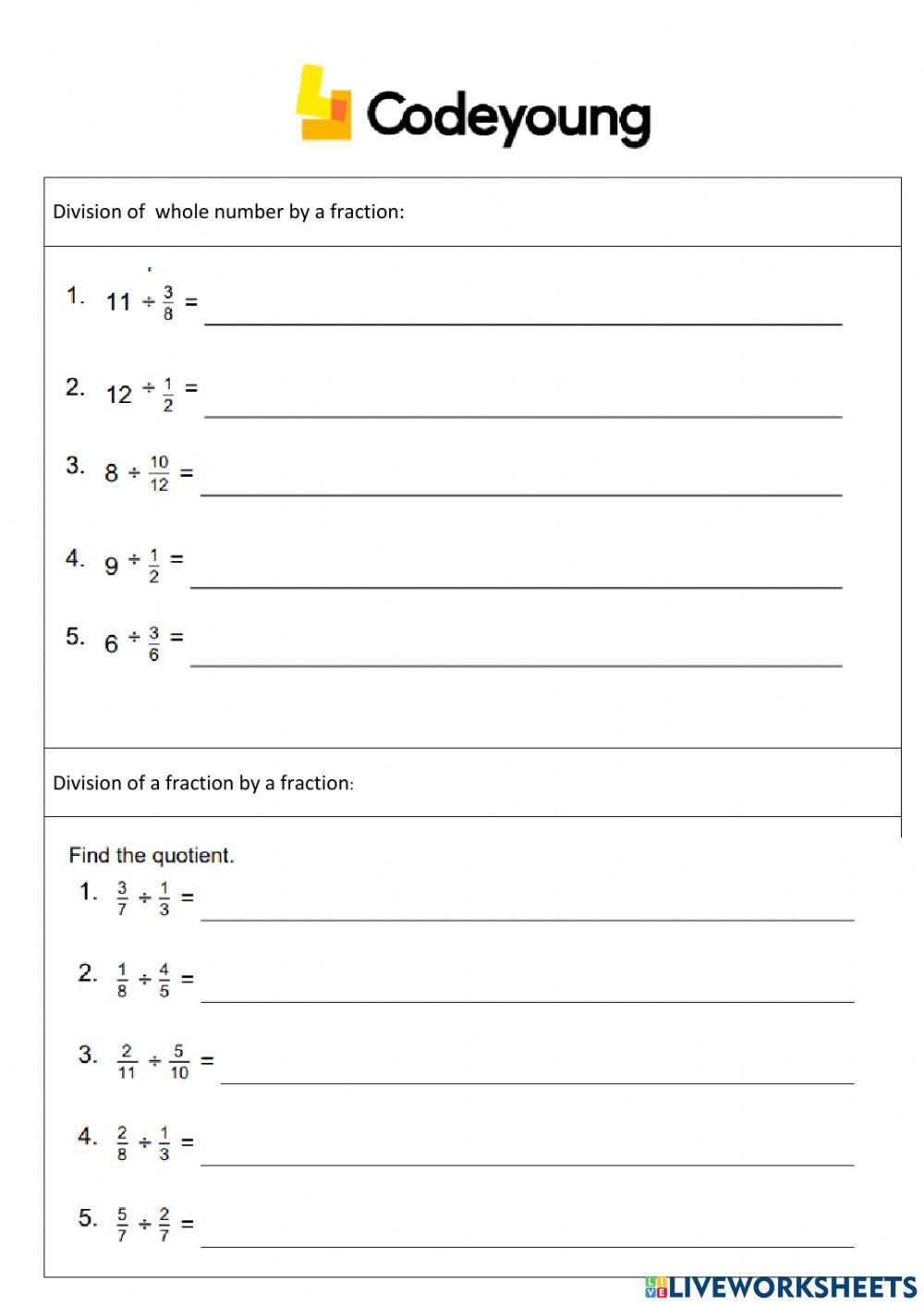 Division of Fractions Concept CW