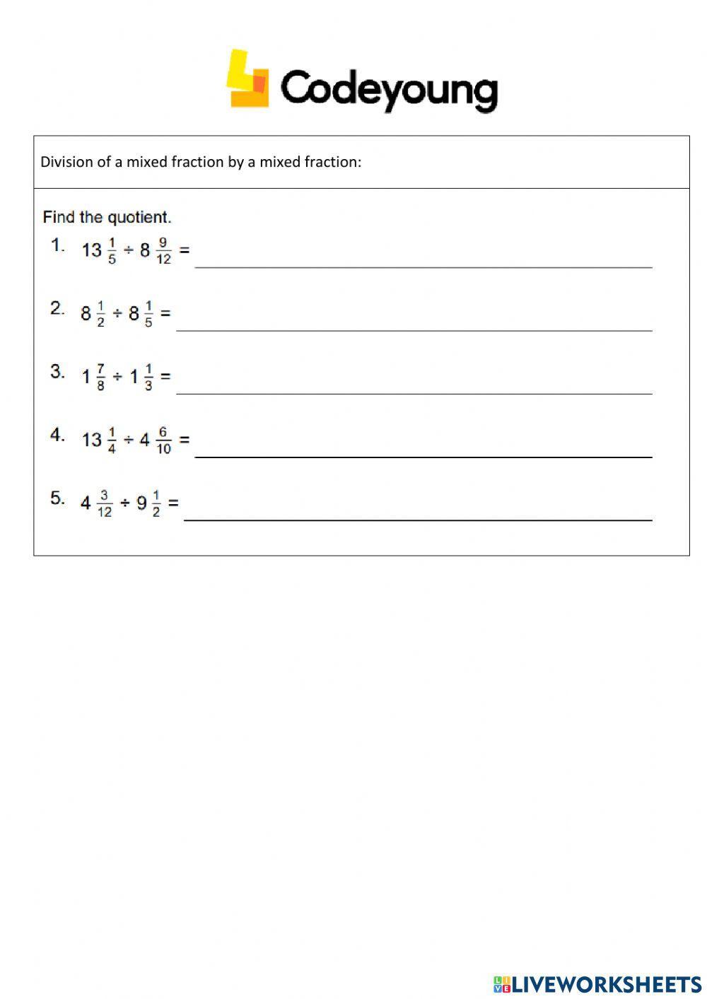 Division of Fractions Concept CW