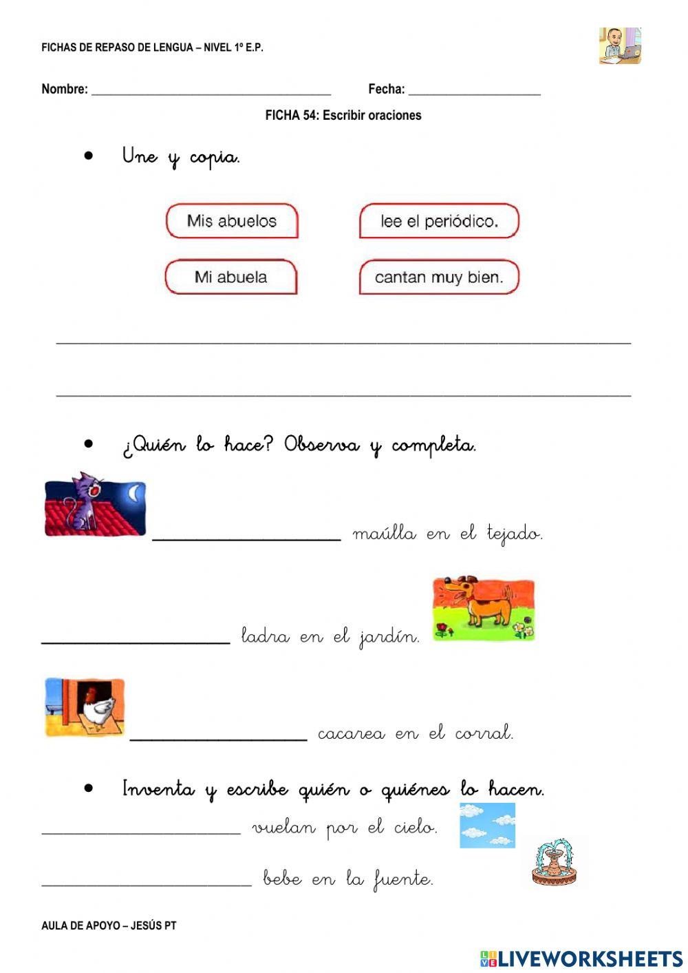 Ficha Lengua 54-1EP-Escribir oraciones