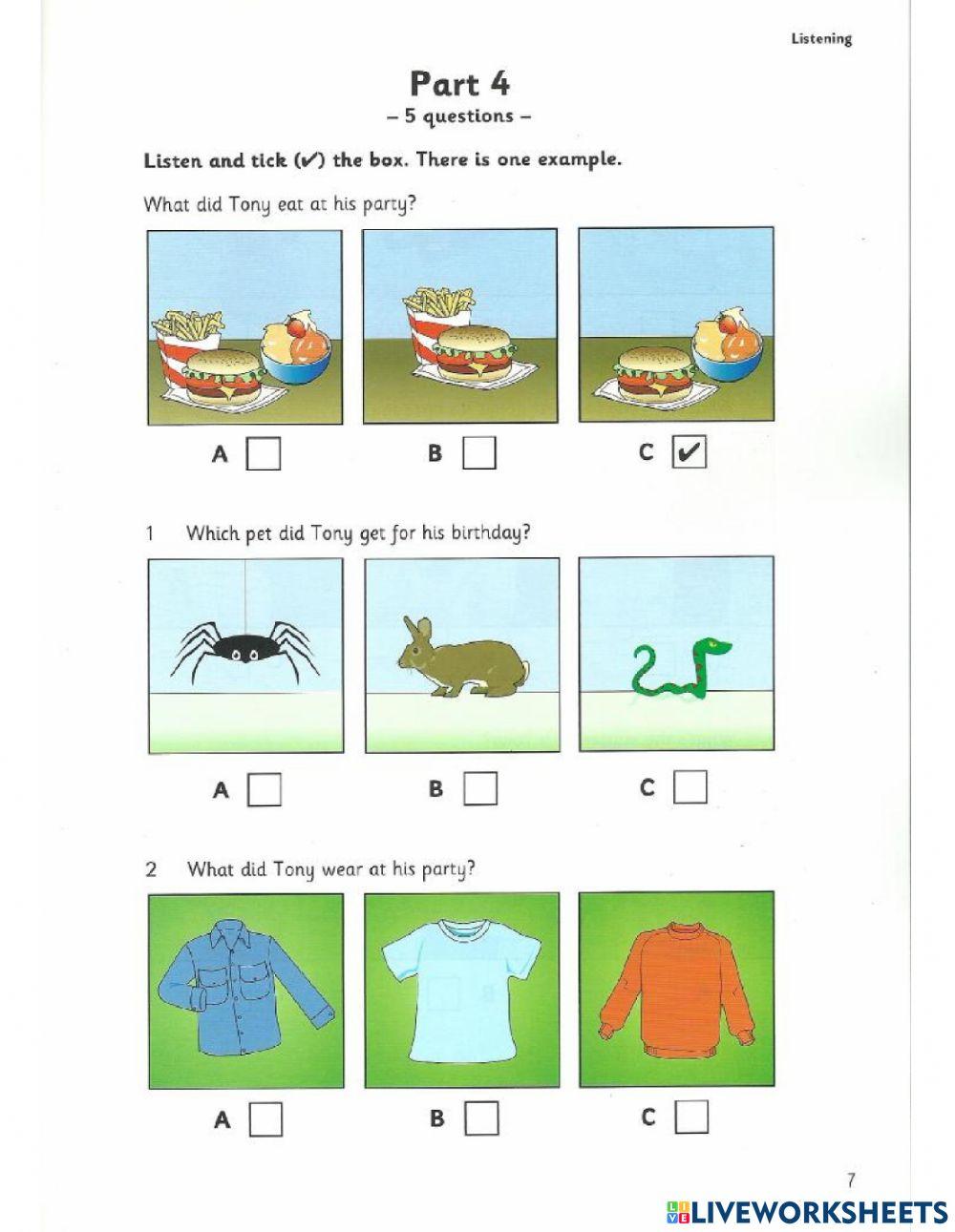 Movers 7 - T1 - Listening 4