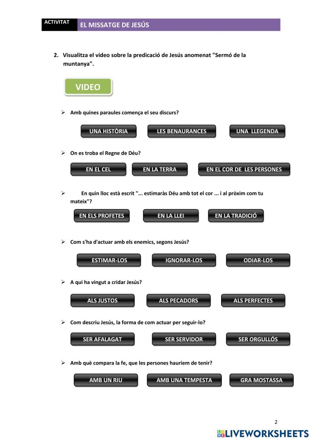 El missatge de Jesús