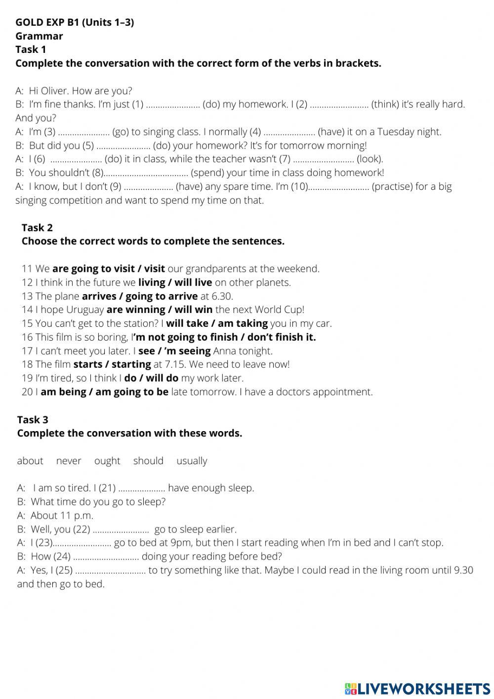 GOLD EXP b1 final test (units 1-3)