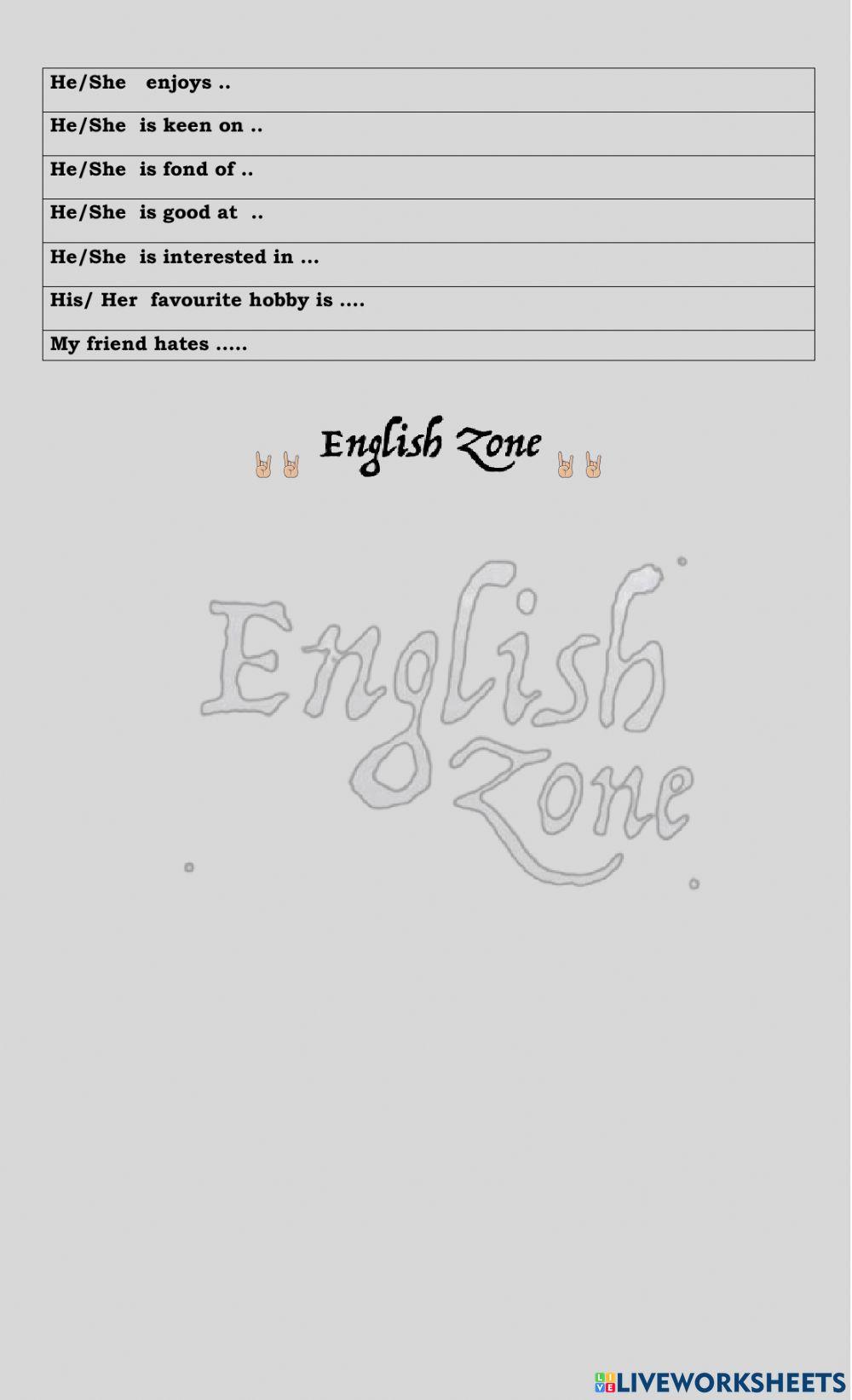 Suffix ing  likes and dislikes