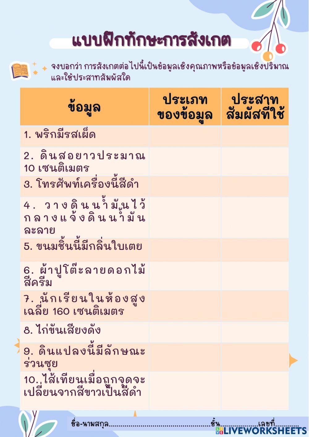 ทักษะการสังเกต