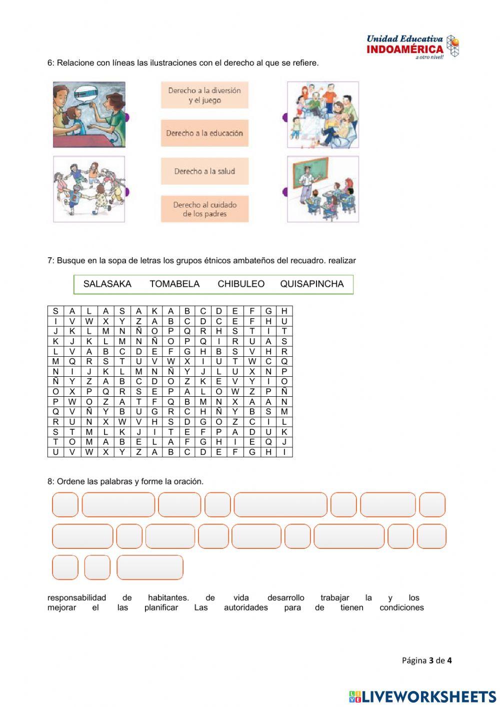 Evaluación quimestral de Estudios Sociales