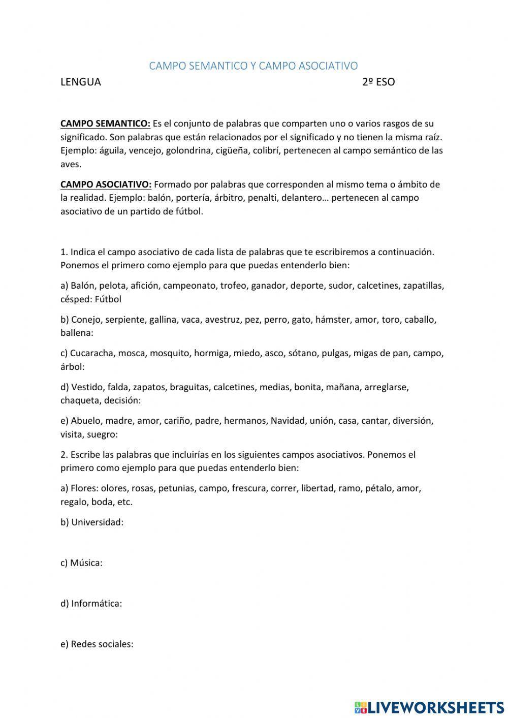 Campo asociativo y semántico