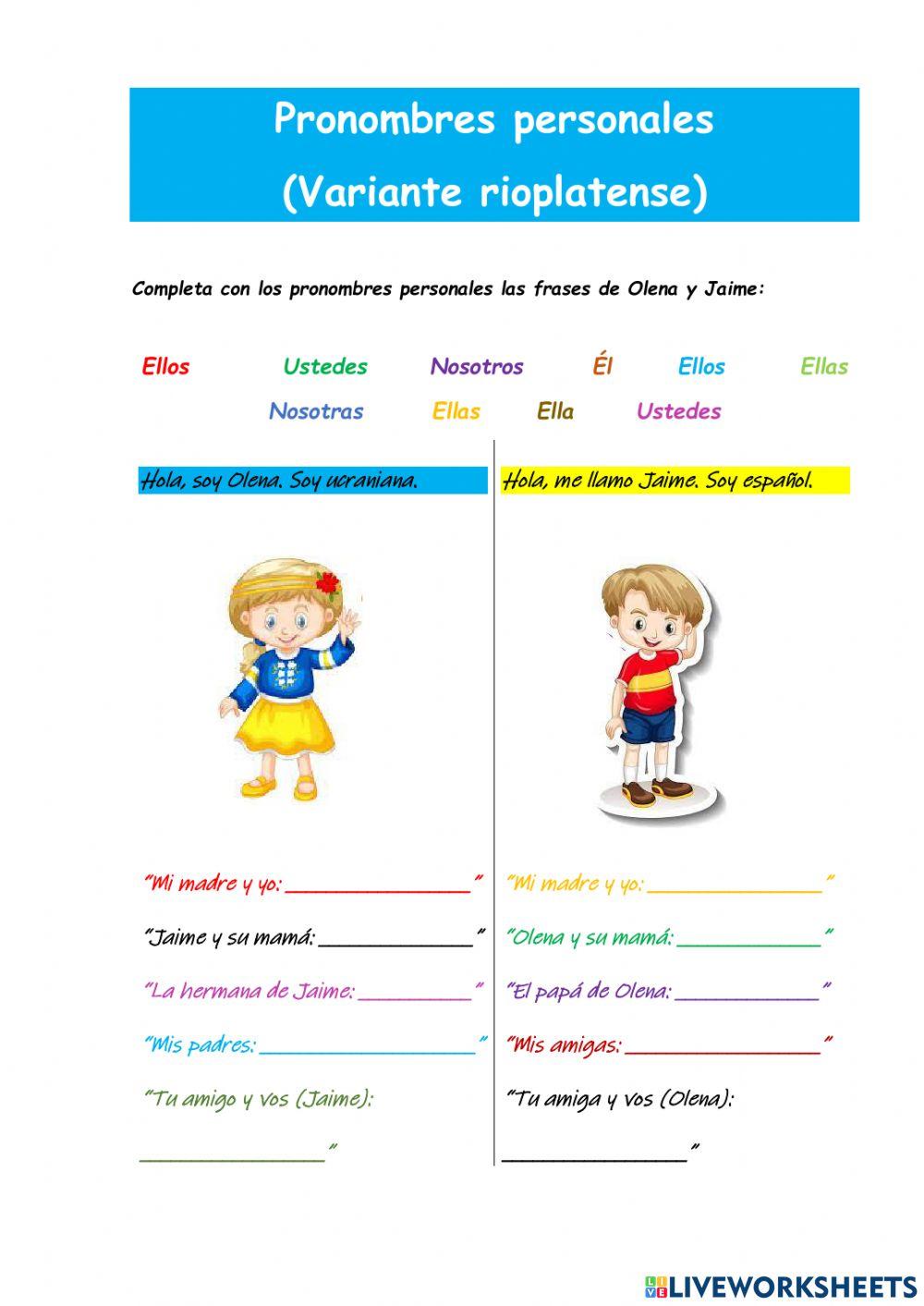 Pronombres personales (Variante Rioplatense)