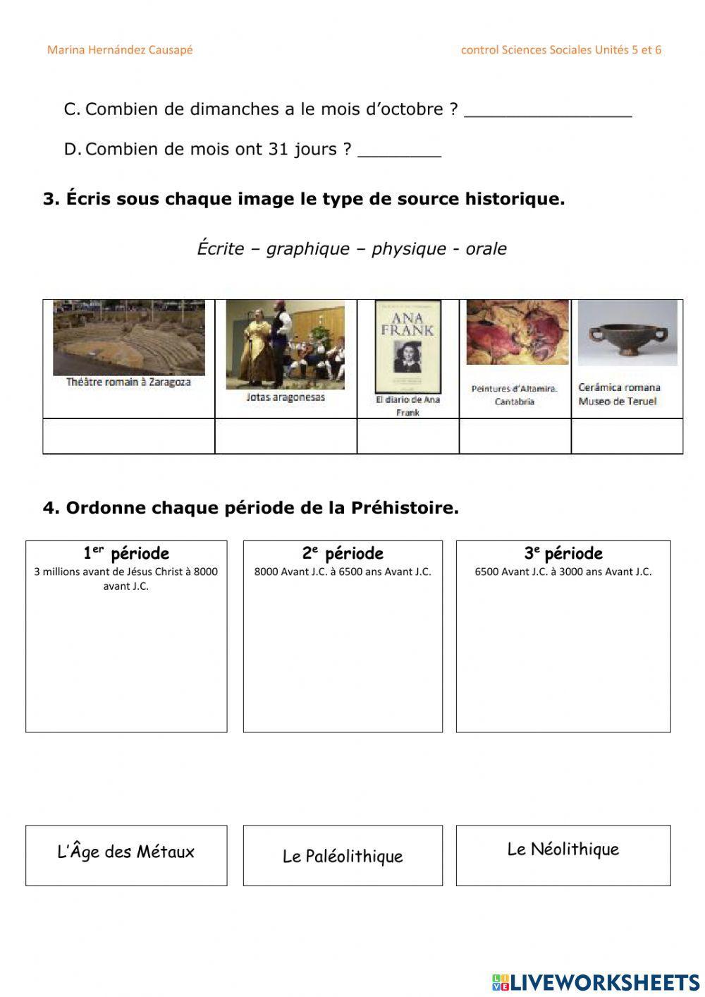 Le temps. La Préhistoire et l'Antiquité