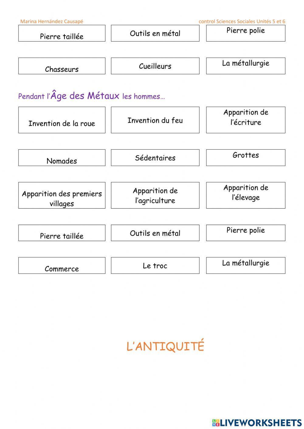 Le temps. La Préhistoire et l'Antiquité