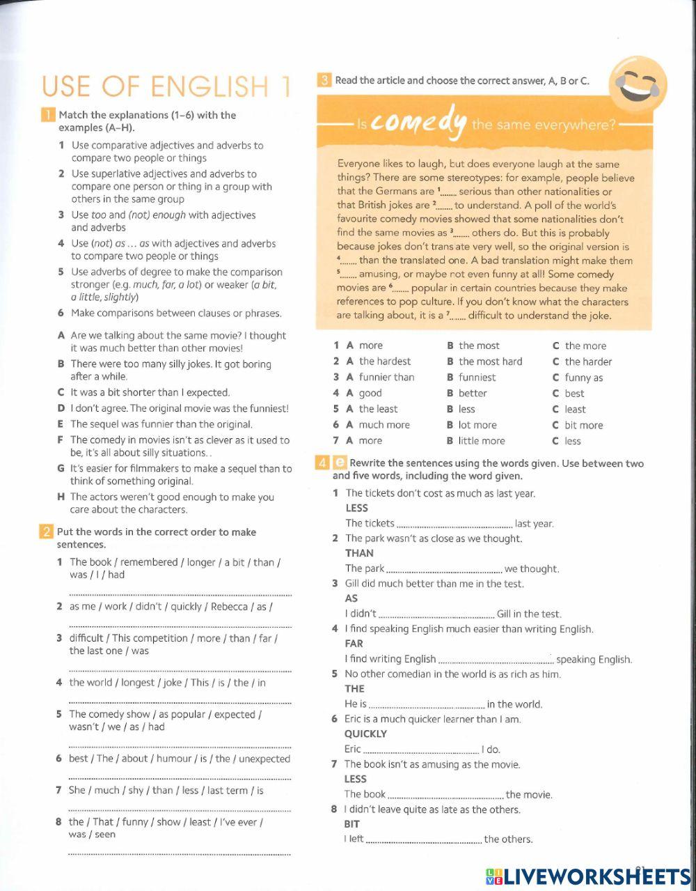 Gold Experience B1+ - Comparatives - Superlatives