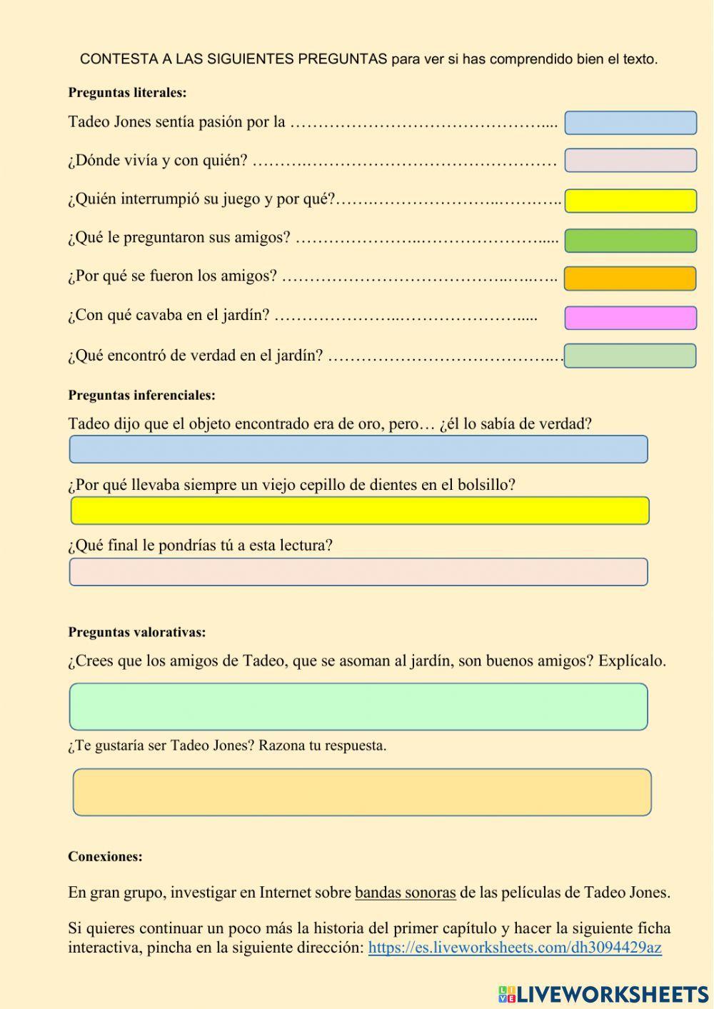 Lectura comprensiva sobre Tadeo Jones1