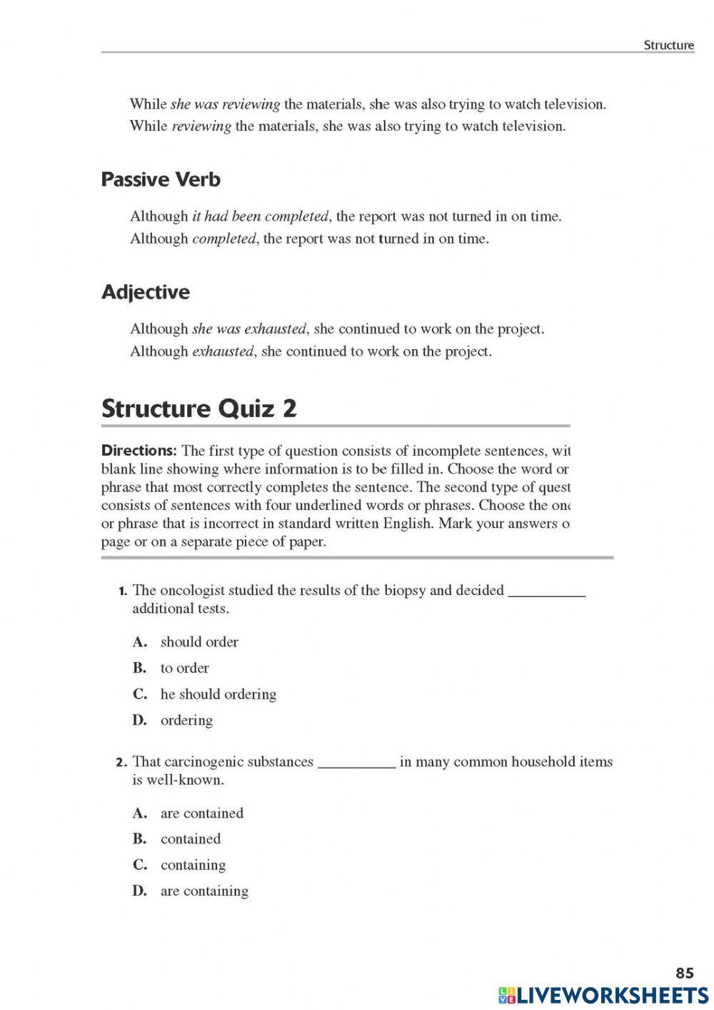 TEOFL Entry -2 For Pre-intermediate