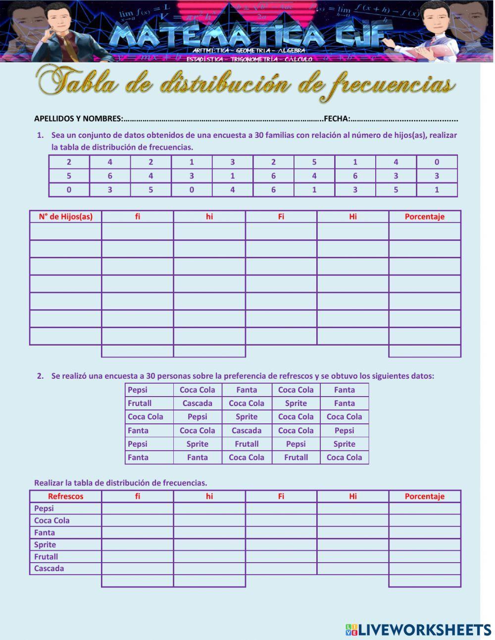 Tabla de distribución de frecuencias