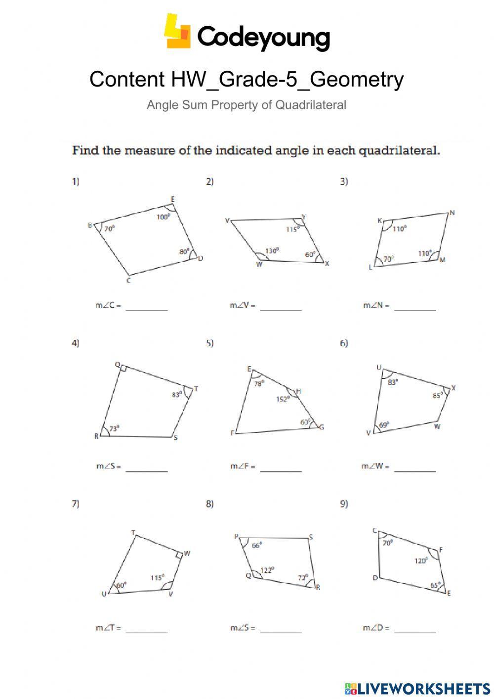 Content-HW-Angle Sum Property of Quadrilateral