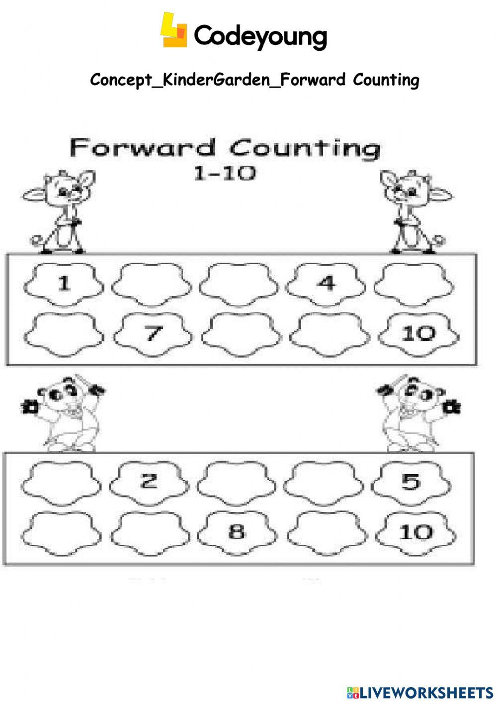 Counting forward activity live worksheets