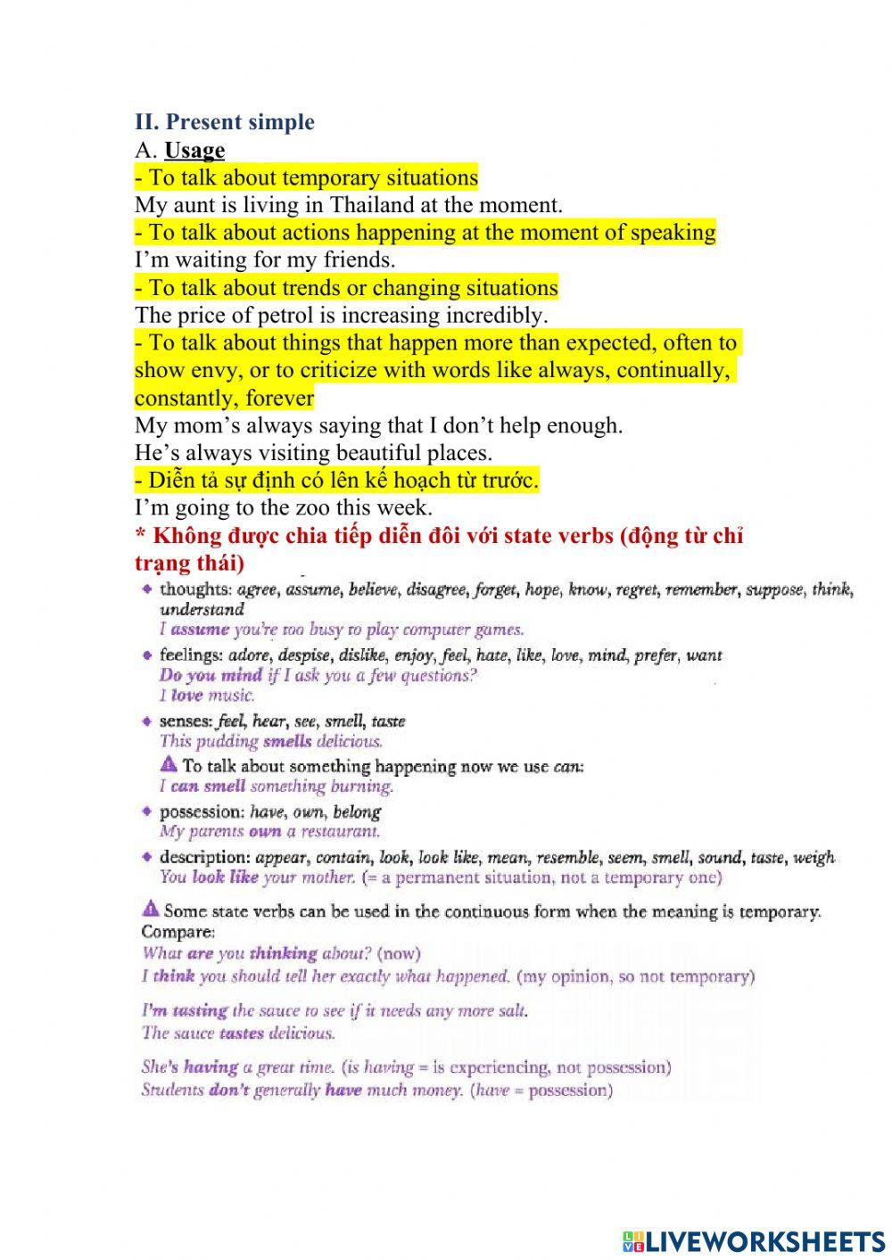 Present simple + present continuous