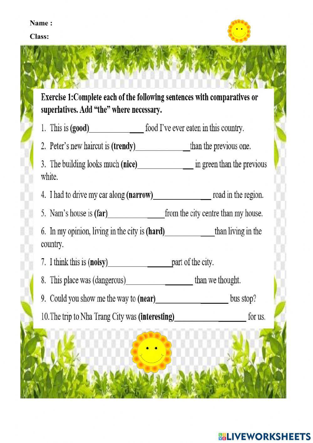 Bài tập so sánh 1