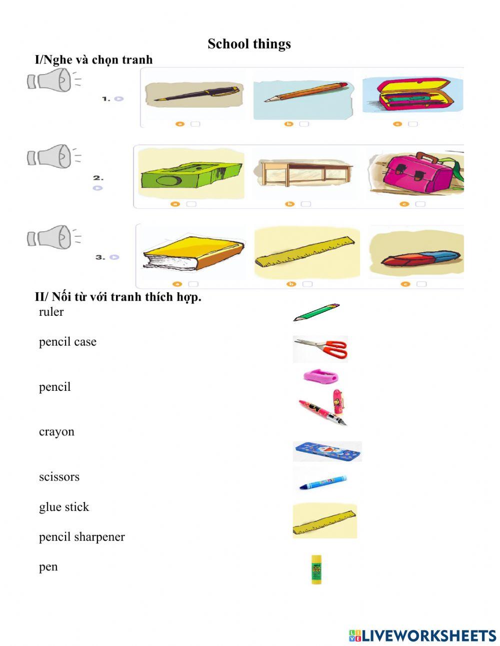 School things online exercise for grade 2 live worksheets