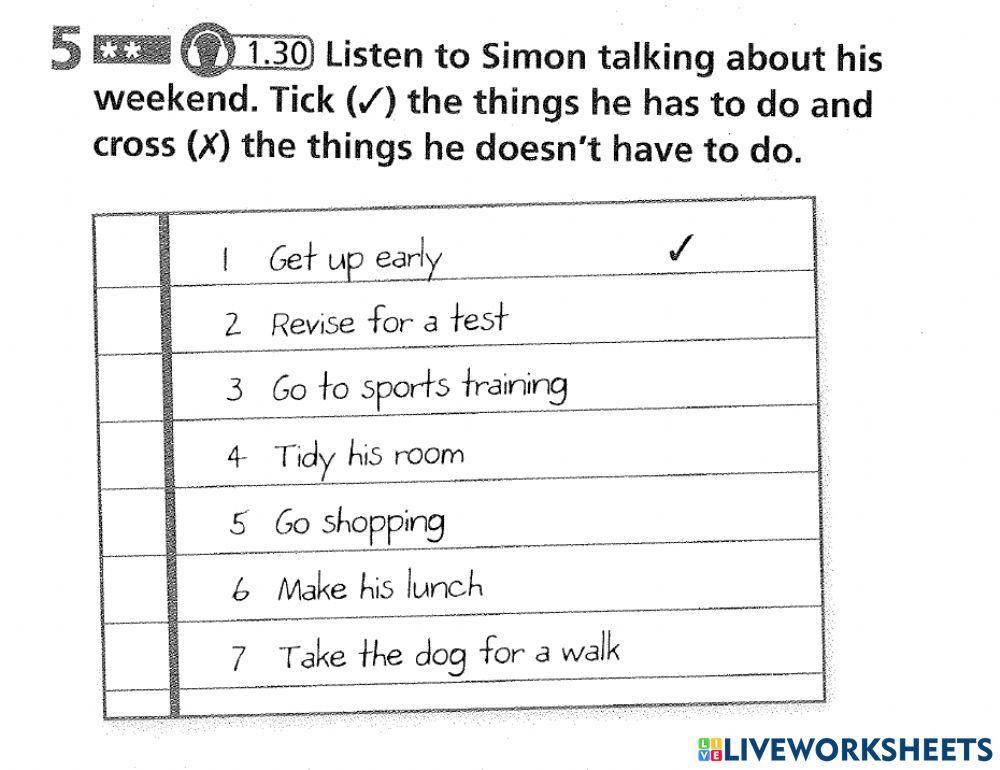 Have to vs. don't have to Listening Comprehension