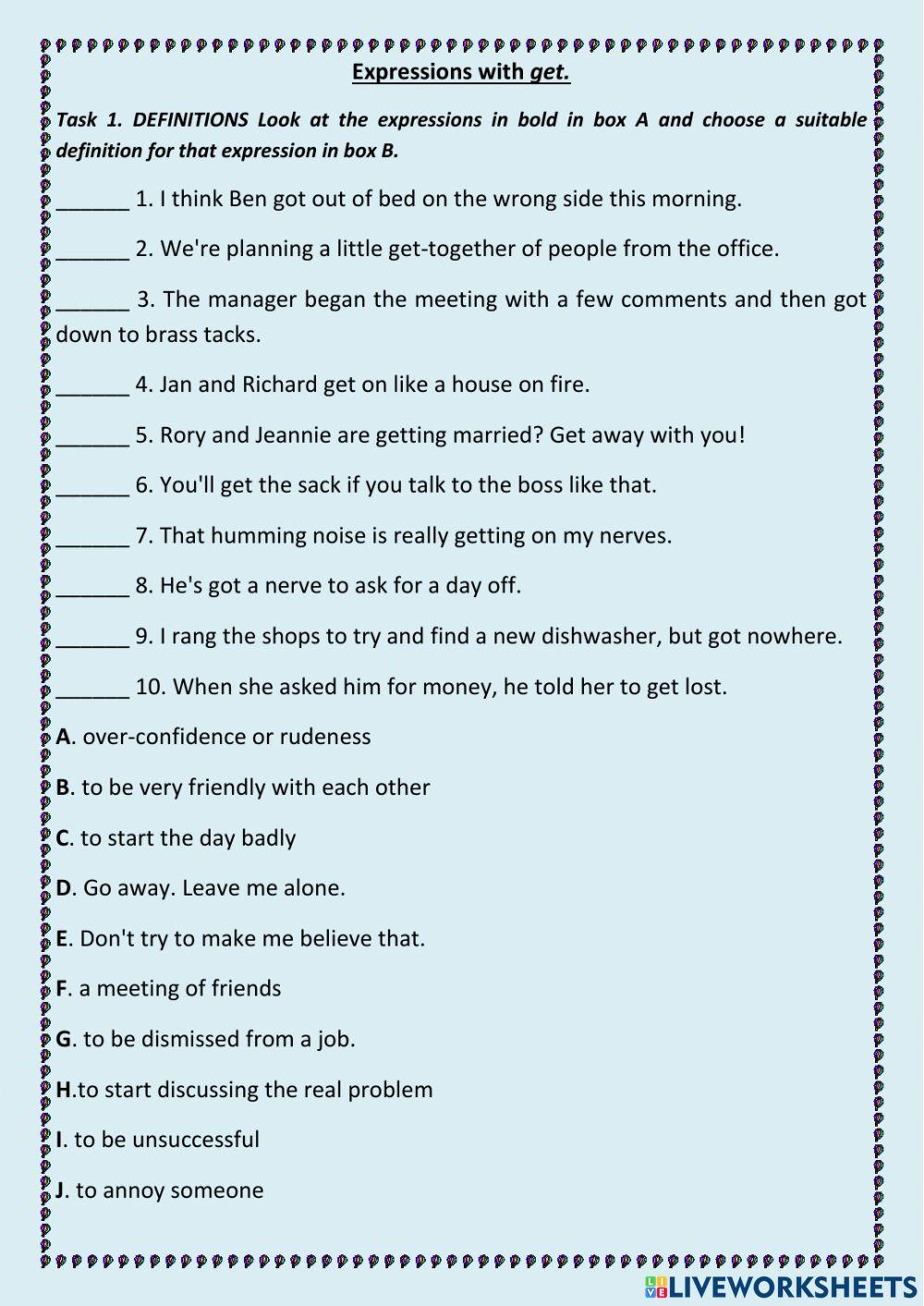 Collocations with get