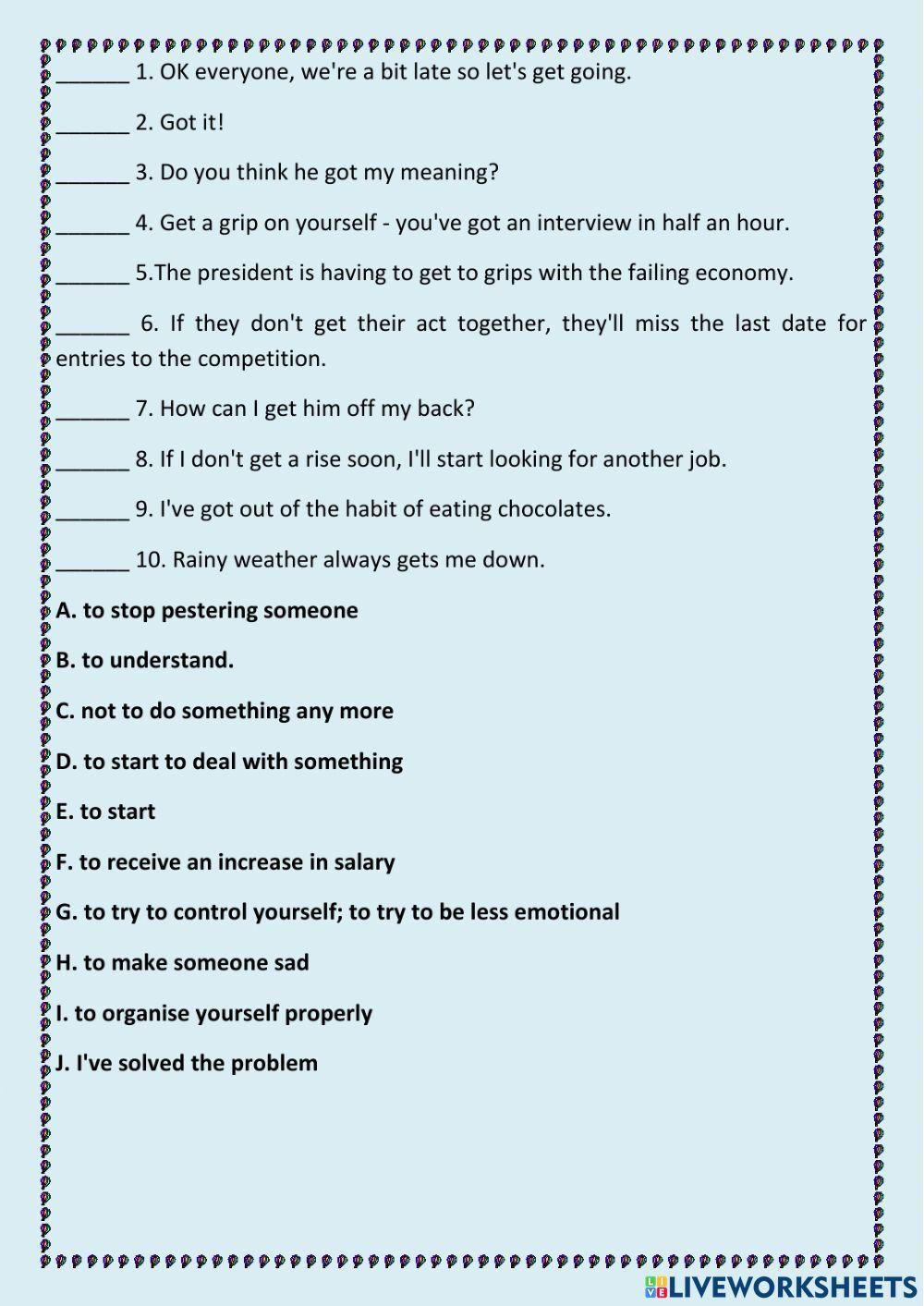 Collocations with get