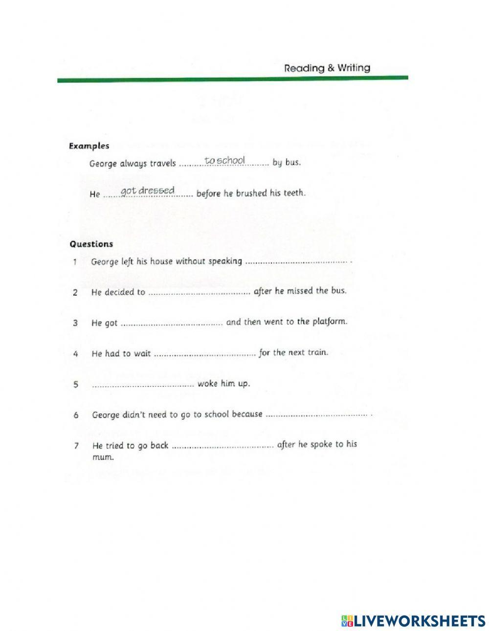 Flyers Skill Builder R&W part 1-5 Unit 2