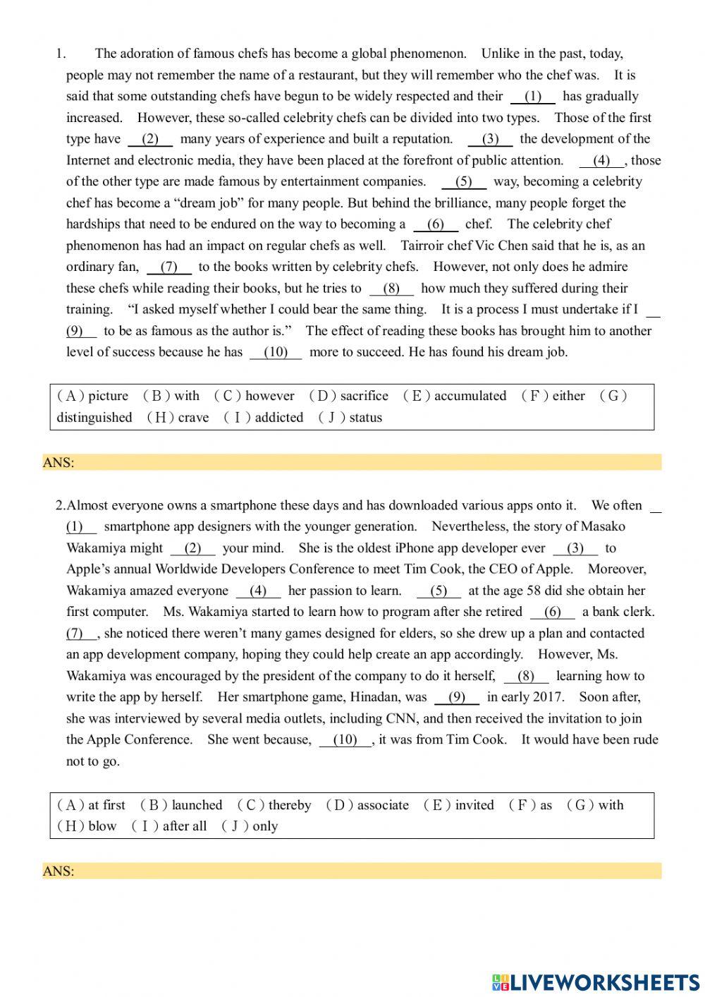 Hl文意選填 11-20