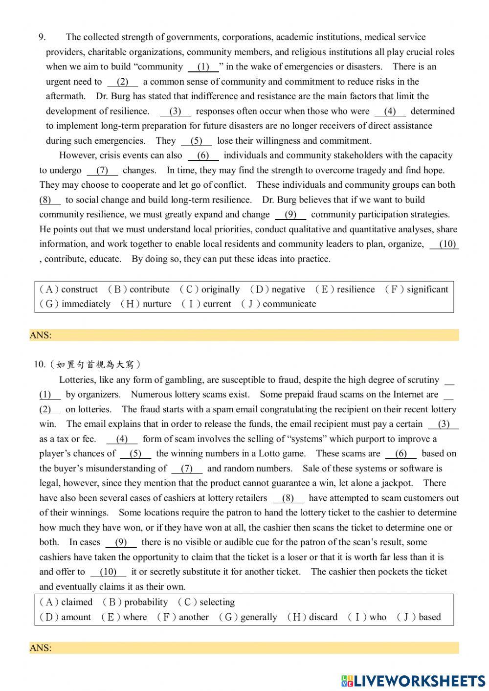 Hl文意選填 11-20