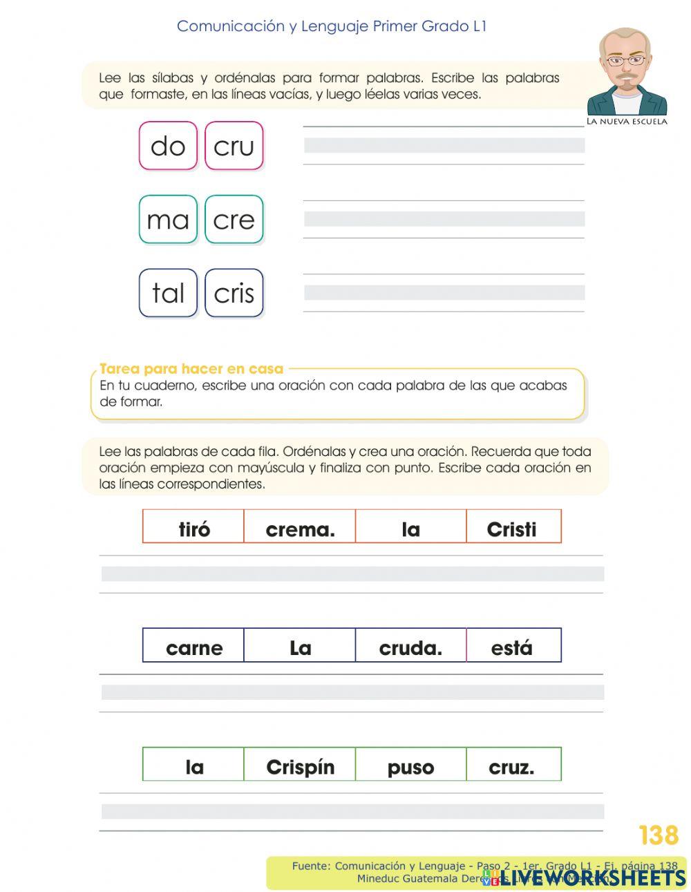 Comunicación y Lenguaje 1 L1 - Paso 2 - p. 138 Combinación C R
