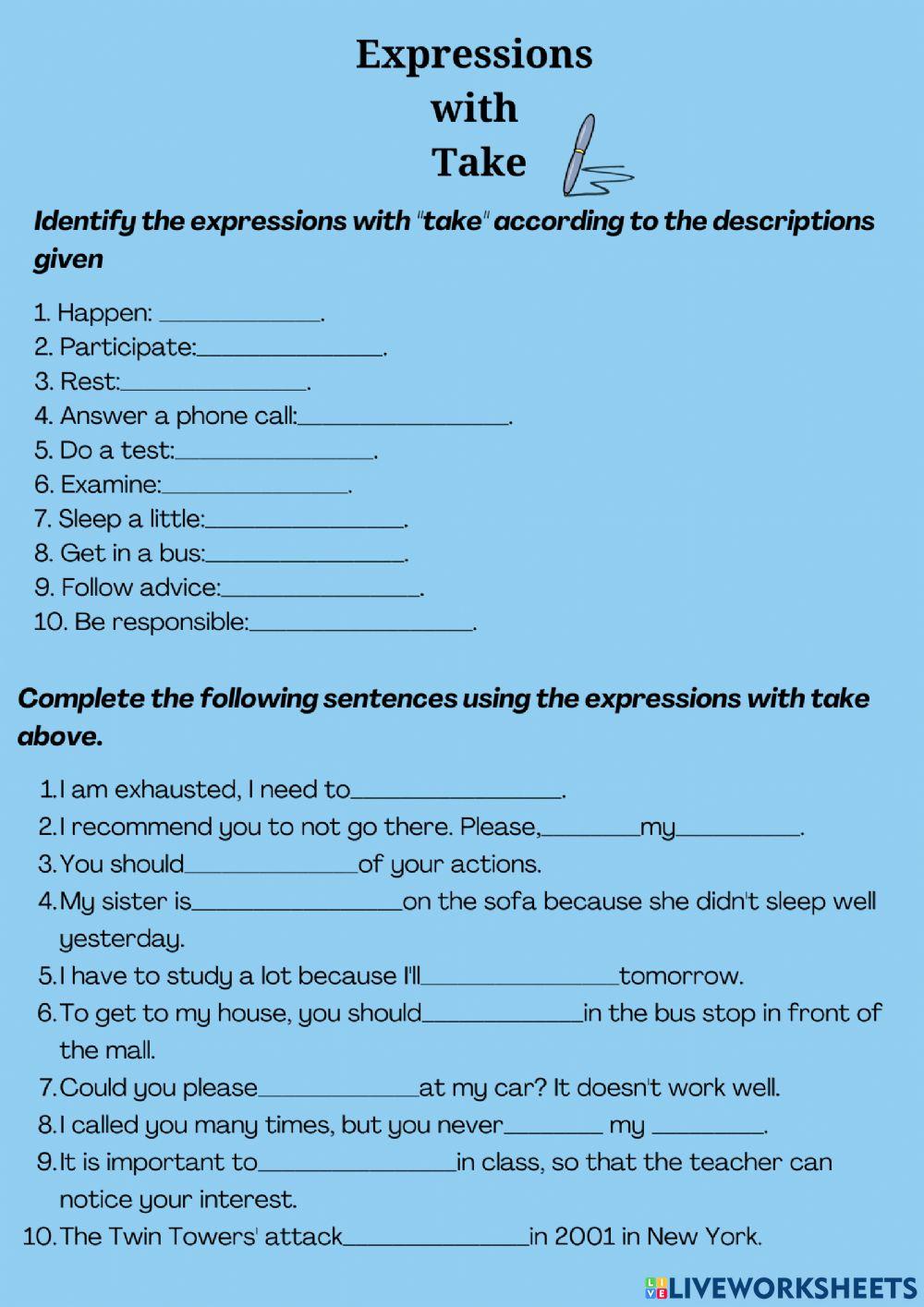 Expressions with take