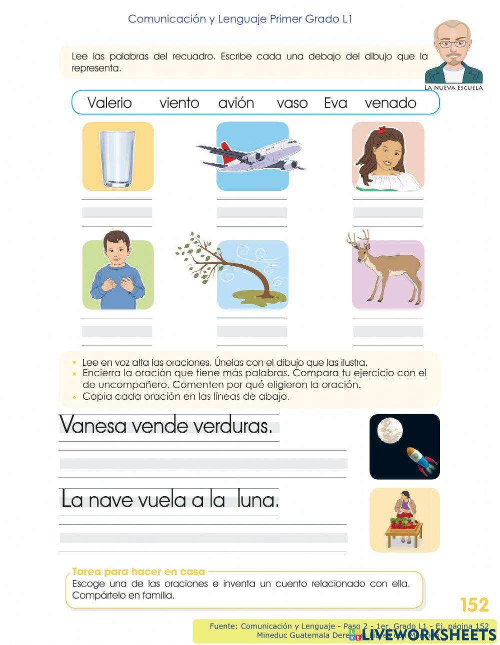 Comunicación y Lenguaje 1 L1 - Paso 2 - p. 152 - Letra -Vv-