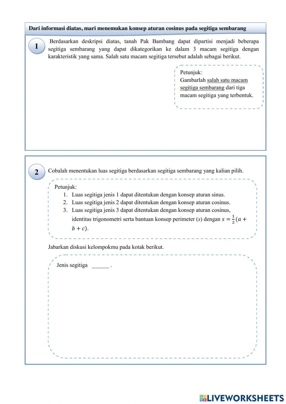 Luas segitiga (aturan sinus dan cosinus)