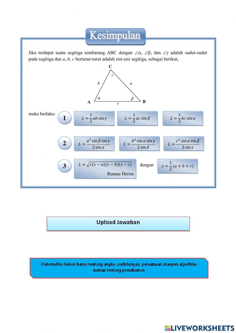 Luas segitiga (aturan sinus dan cosinus)