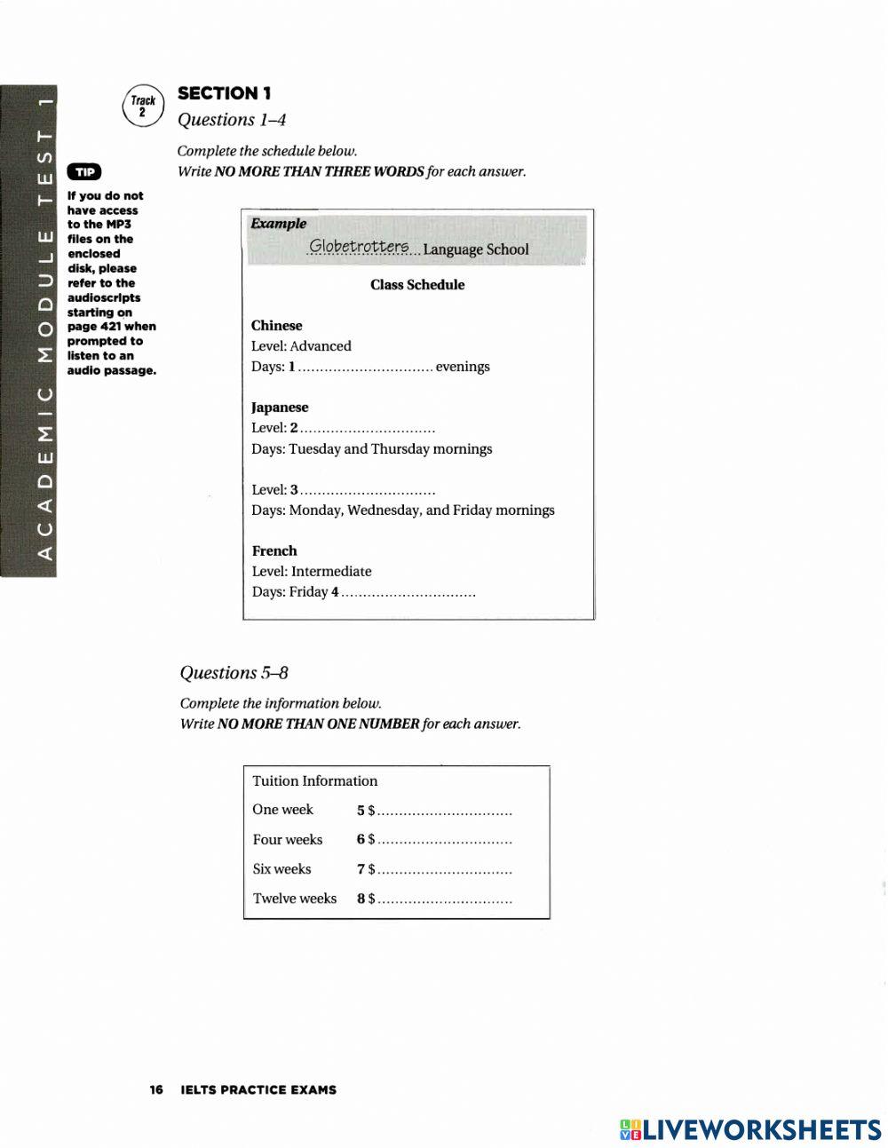 Ielts listening test 1