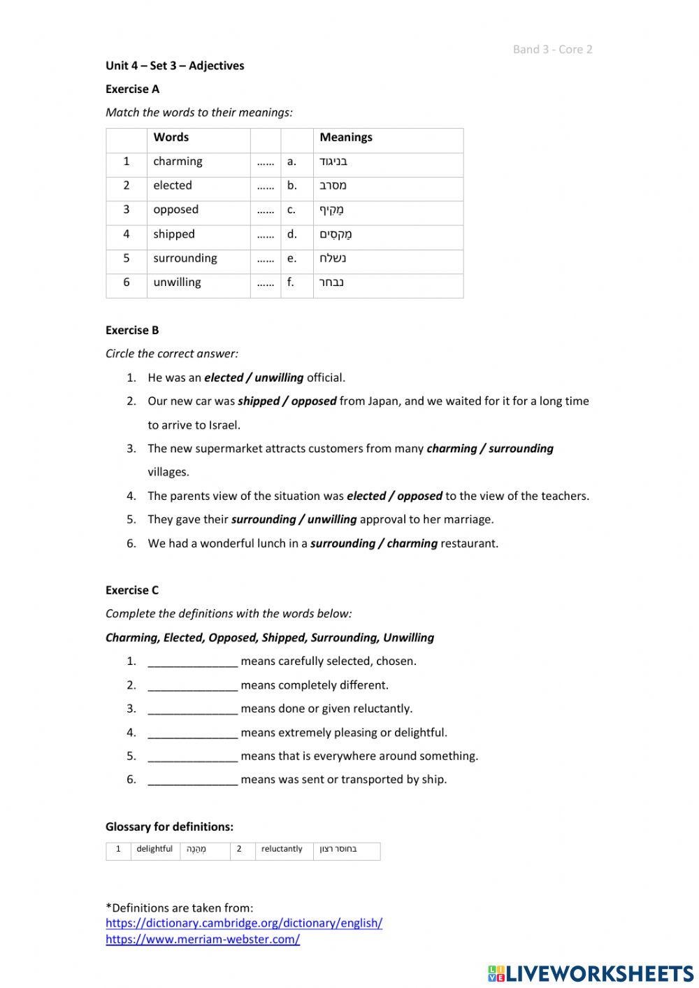 Band 3 (Core 2) - Unit 4 - Set 3